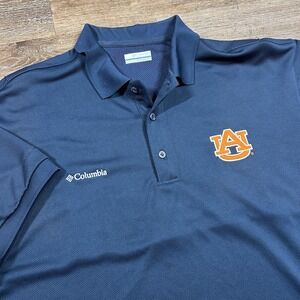 Columbia PFG Auburn Tigers Polo Shirt‎ Mens Large Navy Preppy Golf Football SEC